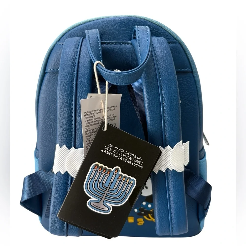 Loungefly Disney Mickey Minnie Hanukkah Menorah Light-Up Mini Backpack NWT